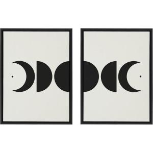 image:imageKate and Laurel Sylvie Modern Geometric Moon Phases Framed Linen Textured Canvas Wall Art Set by The Creative Bunch Studio 2 Piece 18x24 Gold Beautiful Astronomy Wall DcorBlack