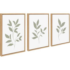 image:imageKate and Laurel Sylvie Modern Sage Green Botanical Outdoor Nature Print 1 2 and 3 Framed Canvas Art Set by The Creative Bunch Studio 3 Piece Set 18x24 Natural Modern Greenery Wall Art Dcor Set