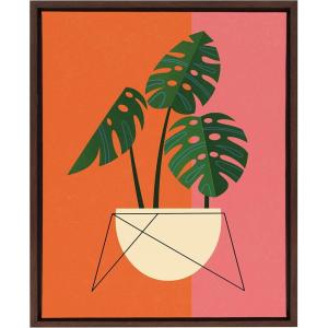 image:imageKate and Laurel Sylvie Monstera Framed Canvas Wall Art by Amber Leaders Designs 18x24 Walnut Brown