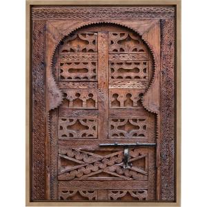 image:imageKate and Laurel Sylvie Morocco Marrakech Door II Framed Canvas Wall Art by Golie 18x24 Gold Travel Photography Art for Wall