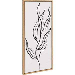 image:imageKate and Laurel Sylvie Muted Illustrated Botanical Black and White Framed Canvas Wall Art by The Creative Bunch Studio 18x40 Natural Leaf Plant Art for Wall