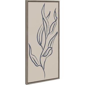 image:imageKate and Laurel Sylvie Muted Illustrated Botanical Dark Blue and Tan Framed Canvas Wall Art by The Creative Bunch Studio 18x40 Gray Leaf Plant Art for Wall