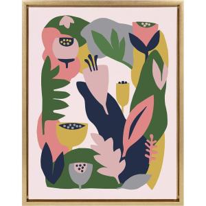 image:imageKate and Laurel Sylvie Myriams Garden Framed Canvas Wall Art by Myriam Van Neste 18x24 Natural NatureInspired Wall DecorGold