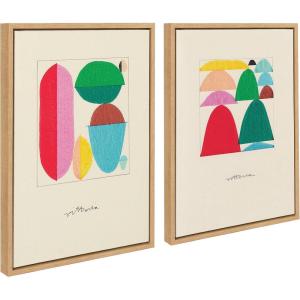 image:imageKate and Laurel Sylvie On The Other Hand and Repeat For A New Outcome Framed Canvas Wall Art Set by Amber Vittoria 2 Piece Set 18x24 Natural Modern Abstract Colorful Geometric Wall Art Set