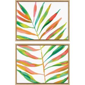 image:imageKate and Laurel Sylvie Palma No 2 1 and 2 Framed Canvas Wall Art Set by Jessi Raulet of Ettavee 2 Piece 18x24 Natural Colorful Plant Leaf Art for Wall
