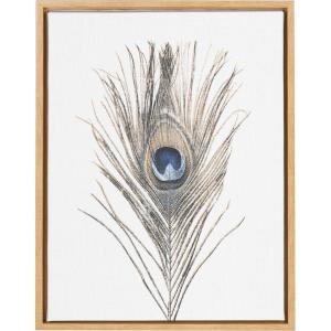 image:imageKate and Laurel Sylvie Peacock Feather Natural Framed Canvas Wall Art by Simon Te Tai 18x24 Natural