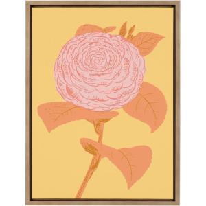 image:imageKate and Laurel Sylvie Peony in Yellow Framed Canvas Wall Art by Apricot and Birch 18x24 Gold Decorative Floral Art for Wall