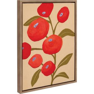 image:imageKate and Laurel Sylvie Persimmon Framed Canvas Wall Art by Emma Daisy 18x24 Gold Simple Floral Botanical Wall DcorGold