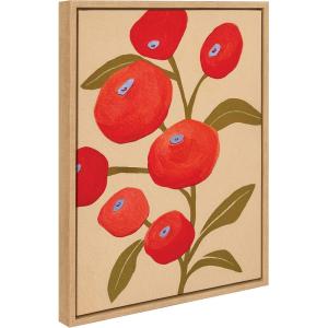 image:imageKate and Laurel Sylvie Persimmon Framed Canvas Wall Art by Emma Daisy 18x24 Gold Simple Floral Botanical Wall DcorNatural
