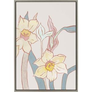 image:imageKate and Laurel Sylvie Pine Ridge Daffodils Framed Canvas Wall Art by Kate Aurelia Holloway 23x33 Gray Farmhouse Floral Art for Wall