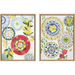 image:imageKate and Laurel Sylvie Positano Inspired Framed Canvas Wall Art Set by Patricia Shaw 2 Piece 18x24 Natural Fine Dining Art for Wall