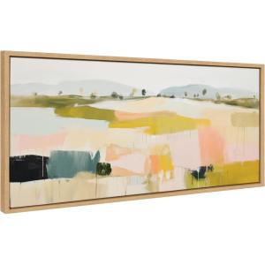 image:imageKate and Laurel Sylvie Quaint Vista I Framed Canvas Wall Art by Amy Lighthall 18x40 Natural Modern Abstract Landscape Art for WallNatural