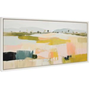image:imageKate and Laurel Sylvie Quaint Vista I Framed Canvas Wall Art by Amy Lighthall 18x40 Natural Modern Abstract Landscape Art for WallWhite