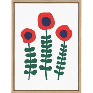 image:imageKate and Laurel Sylvie Red Flowers Framed Canvas Wall Art by Myriam Van Neste 18x24 Natural Abstract Floral Art for Wall