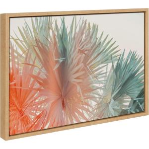 image:imageKate and Laurel Sylvie Red Hot Summer Framed Canvas Wall Art by Alicia Bock 18x24 Natural Palm Tree Photography Art for Wall