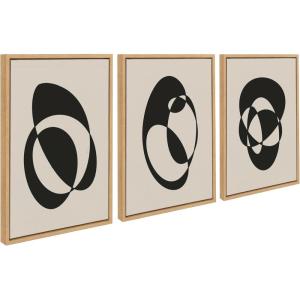 image:imageKate and Laurel Sylvie Retro Midcentury Modern Abstract Graphic Shapes Framed Canvas Wall Art Set by The Creative Bunch Studio 3 Piece Set NaturalNatural