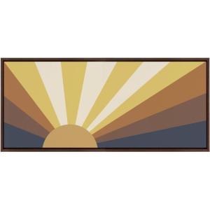 image:imageKate and Laurel Sylvie Retro Sunset Framed Canvas Wall Art by The Creative Bunch Studio 18x40 Brown Vintage Art Print for Wall
