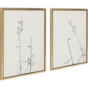 image:imageKate and Laurel Sylvie Retro Tennessee Botanicals Framed Canvas Wall Art Set by Stephanie Klatt 2 Piece 18x24 Gold Chic Modern Plant Art Set for WallGold