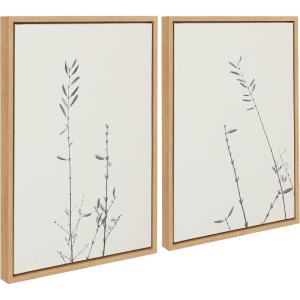 image:imageKate and Laurel Sylvie Retro Tennessee Botanicals Framed Canvas Wall Art Set by Stephanie Klatt 2 Piece 18x24 Gold Chic Modern Plant Art Set for WallNatural