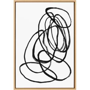 image:imageKate and Laurel Sylvie Ring of Light 2 Framed Canvas Wall Art by Nikki Chu 23x33 Black Decorative Minimalist Abstract Art for WallNatural