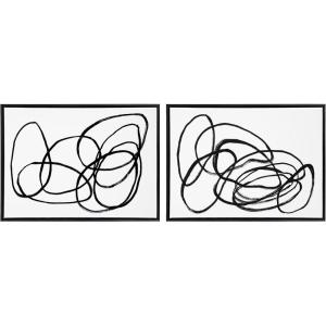 image:imageKate and Laurel Sylvie Ring of Light and Ring of Light 2 Framed Canvas Wall Art Set by Nikki Chu 2 Piece Set 28x38 Black Decorative Minimalist Abstract Art for Wall