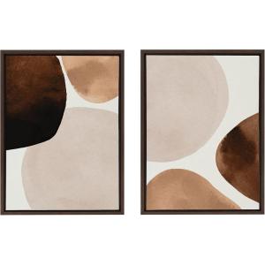 image:imageKate and Laurel Sylvie Shapes I and II Framed Canvas Wall Art Set by Amy Lighthall Set of 2 18x24 Gold Decorative Abstract Art Print for WallBrown