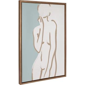 image:imageKate and Laurel Sylvie Simple Romantic Line Art Drawing 2 Tan and Teal Framed Canvas Wall Art by The Creative Bunch Studio 23x33 Gold Modern Abstract Body Line Drawing Wall DecorGold