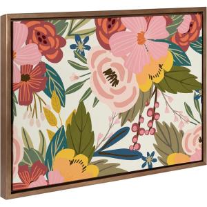 image:imageKate and Laurel Sylvie Softly Framed Canvas Wall Art by Mia Charro 18x24 Gold Modern Fun Abstract Colorful Botanical Flower Art for WallGold