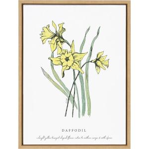 image:imageKate and Laurel Sylvie Spring Daffodil Framed Canvas Wall Art by Statement Goods 18x24 Natural Decorative Floral Wall Art