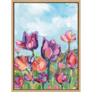 image:imageKate and Laurel Sylvie Spring Framed Canvas Wall Art by Rachel Christopoulos 18x24 White Watercolor Floral Art for WallNatural