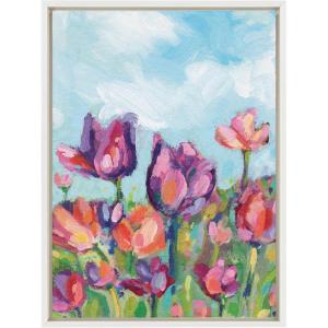 image:imageKate and Laurel Sylvie Spring Framed Canvas Wall Art by Rachel Christopoulos 18x24 White Watercolor Floral Art for WallWhite
