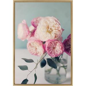 image:imageKate and Laurel Sylvie Still Life Garden Roses Framed Canvas Wall Art by Kristy Campbell 23x33 Gold Decorative Floral Art Print for Wall