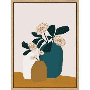 image:imageKate and Laurel Sylvie Stillness Framed Canvas Wall Art by Oris Eddu 18x24 Gold Decorative Floral Still Life Art Print for WallNatural