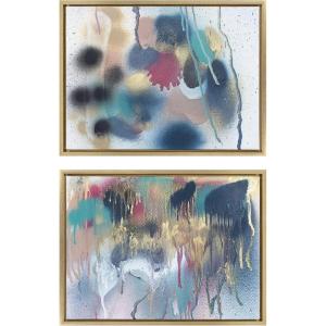 image:imageKate and Laurel Sylvie The Sanaa Way Framed Canvas Wall Art by Mentoring Positives 2 Piece 18x24 Gold Decorative Colorful Abstract Art Print for Wall
