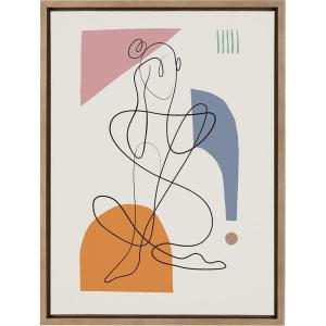 image:imageKate and Laurel Sylvie Thinking of You Framed Canvas Wall Art by Rachel Lee 18x24 Natural Colorful Abstract Home DecorGold
