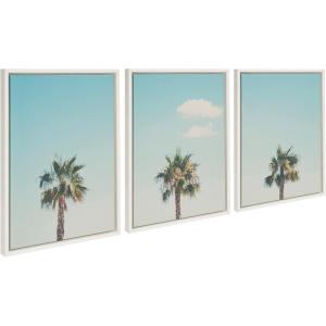 image:imageKate and Laurel Sylvie Trio of Palm Trees 1 2 and 3 Framed Canvas Wall Art Set by Laura Evans 3 Piece Set 18x24 White Coastal Ocean Natural Wall Dcor Art Set