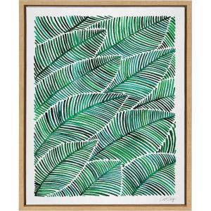 image:imageKate and Laurel Sylvie Tropical Leaves Watercolor Framed Canvas Wall Art by Cat Coquillette 18x24 Natural