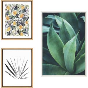 image:imageKate and Laurel Sylvie Tropical Wanderlust Botanical Wall Art Collection by Cat Coquillette Teju Reval and F2Images 3 Piece 16x20 and 23x33 Natural Succulent Art for Wall
