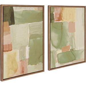 image:imageKate and Laurel Sylvie United Colors III and IV Framed Canvas Wall Art Set by Amy Lighthall 2 Piece Set 23x33 Gold Modern Soft Watercolor Abstract Art Set for Wall Home DecorGold