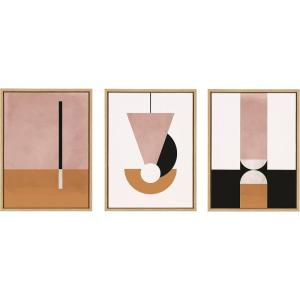 image:imageKate and Laurel Sylvie Venice 1 2 and 3 Framed Canvas Wall Art Set by Alexander Ginzburg 3 Piece Set 18x24 Natural Modern Abstract Colorful Art for Wall