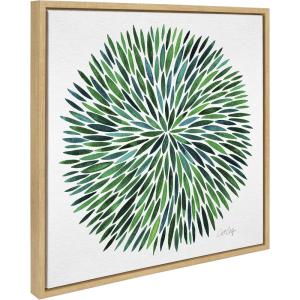 image:imageKate and Laurel Sylvie Watercolor Burst Framed Canvas Wall Art by Cat Coquillette 22x22 Natural Bright Botanical Plant Abstract Art Wall DcorNatural