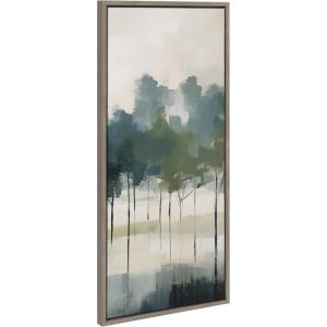 image:imageKate and Laurel Sylvie Whispering Trees I Framed Canvas Wall Art by Amy Lighthall 18x40 Gray Modern Abstract Tree Landscape Art for WallGray