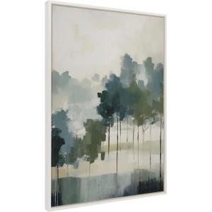 image:imageKate and Laurel Sylvie Whispering Trees I Framed Canvas Wall Art by Amy Lighthall 18x40 Gray Modern Abstract Tree Landscape Art for WallWhite