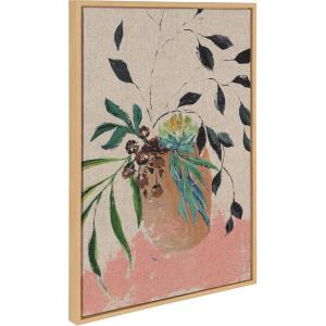 image:imageKate and Laurel Sylvie Wild Foliage l Neutral Linen Framed Canvas Wall Art by Nikita Jariwala 23x33 Natural Modern Painted Greenery Bouquet Art for WallNatural