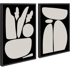 image:imageKate and Laurel Sylvie Zen Botanical Rock Black and Tan and Balancing Zen Rocks Black and Tan Framed Canvas Wall Art Set by The Creative Bunch Studio 2 Piece 18x24 Black Abstract Wall Dcor