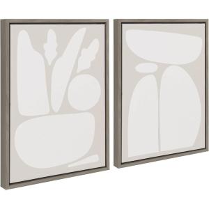 image:imageKate and Laurel Sylvie Zen Botanical Rock Neutral and Balancing Zen Rocks Neutral Framed Canvas Wall Art Set by The Creative Bunch Studio 2 Piece 18x24 Gray Simple Earthy Abstract Wall DcorGray