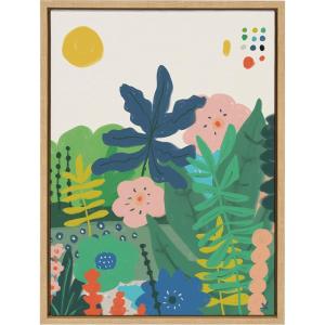 image:imageKate and Laurel Sylvie Zen Garden 1 Framed Canvas Wall Art by Kelly Knaga 18x24 Natural Happy Floral Art for WallNatural