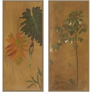 image:imageKate and Laurel Trumpet Trees Jamaica 2 2 Piece Framed Canvas Wall Art Set by The Smithsonian American Art Museum Sylvie Dark Gold Traditional Nature Art for Wall Decor