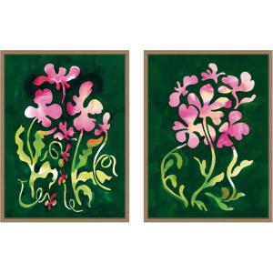 image:imageKate and Laurel Twisting Blooms amp Groovy Flowers 2 Piece Framed Canvas Wall Art Set by Lucia Gianello Sylvie Dark Gold Whimsical Abstract Art for Wall Decor