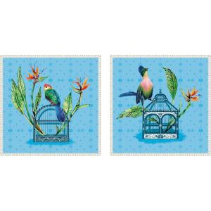 image:imageKate and Laurel Uncaged No 1 amp No 2 2 Piece Framed Canvas Wall Art Set by Lucia Gianello Sylvie Beaded White Whimsical Animal Art for Wall Decor